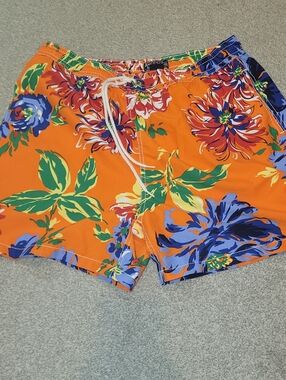 American Living Orange Floral Drawstring Shorts